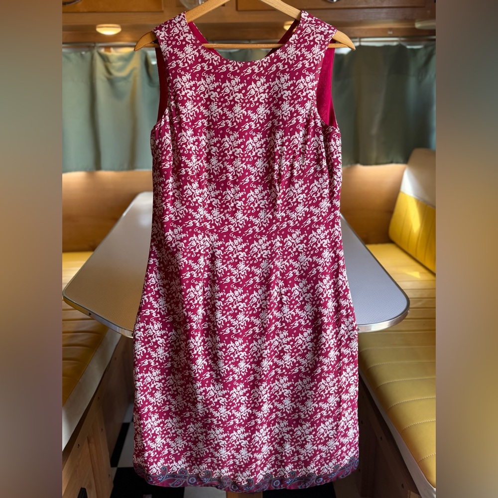 Sleeveless Raspberry Floral Sheath Dress 90’s Y2K